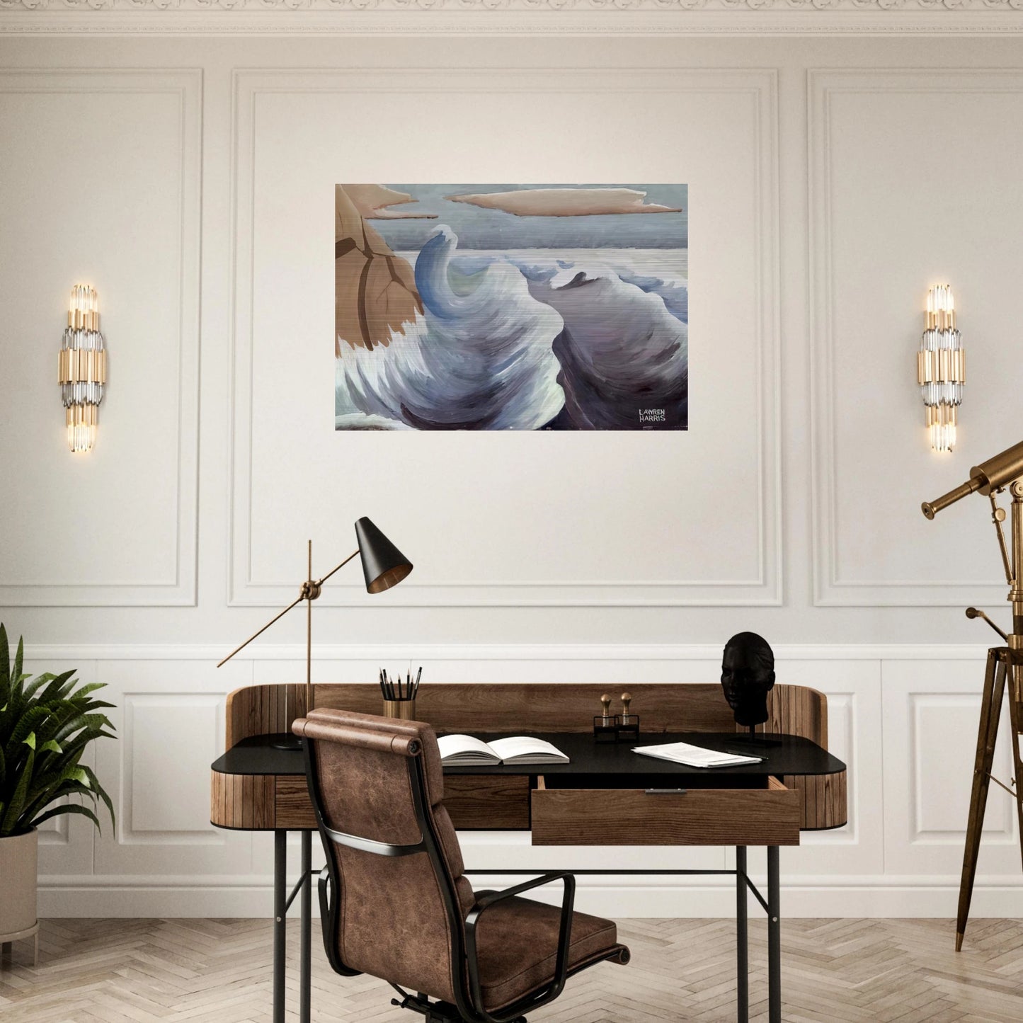 Shoreline - Art Nouveau Modern - Lawren Harris Brushed Aluminum Print - 70x100 cm / 28x40 inches | Lawren Harris Aluminum Print | Lawren Harris Prints