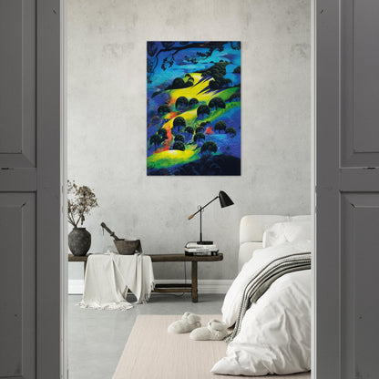 Fading Sunset Flame - Eyvind Earle Brushed Aluminum Print - 70x100 cm / 28x40 inches | Eyvind Earle Aluminum Print | Eyvind Earle Prints