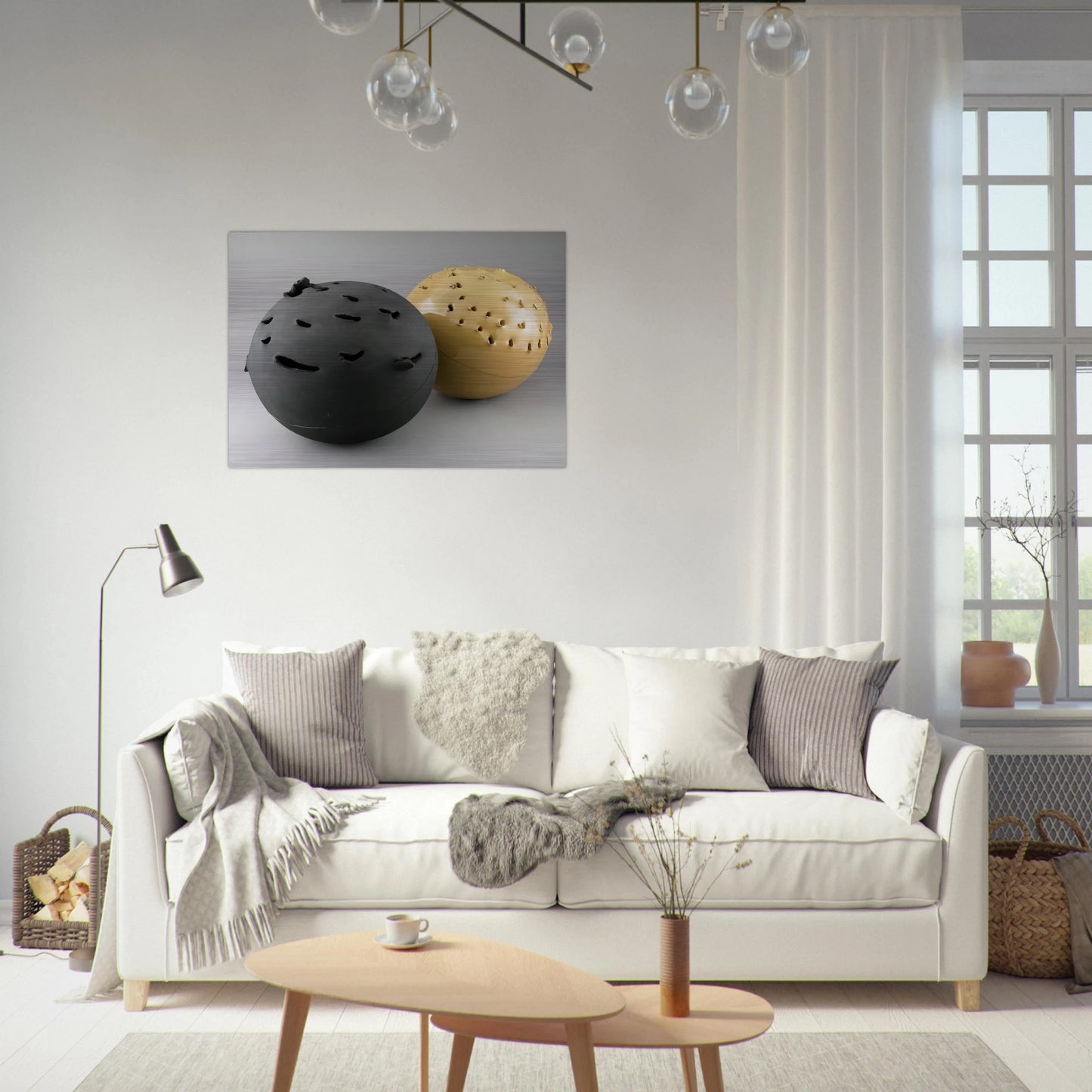 Sphere - 1957 - Lucio Fontana Brushed Aluminum Print - 70x100 cm / 28x40 inches | Lucio Fontana Aluminum Print | Lucio Fontana Prints
