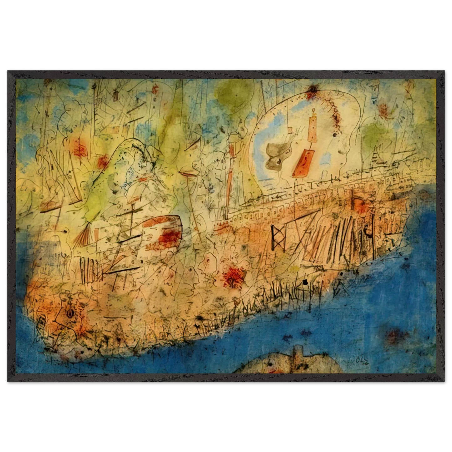 Camp des Milles - 1940 - Wols 70x100 cm / 28x40 inches Framed Art Print – Black Wooden Frame