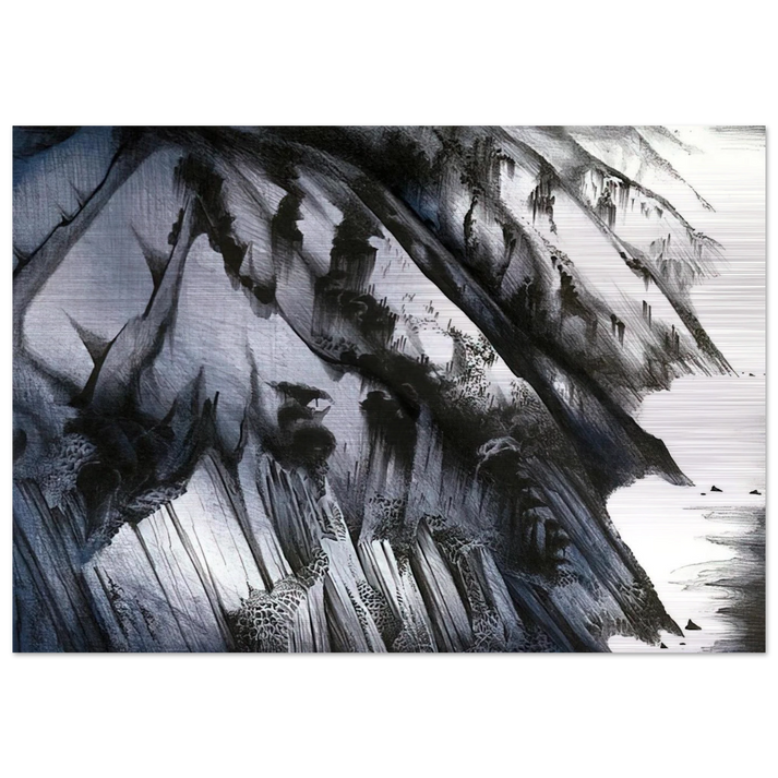 Cliffs of Darkness - Eyvind Earle Brushed Aluminum Print - 70x100 cm / 28x40 inches | Eyvind Earle Aluminum Print | Eyvind Earle Prints