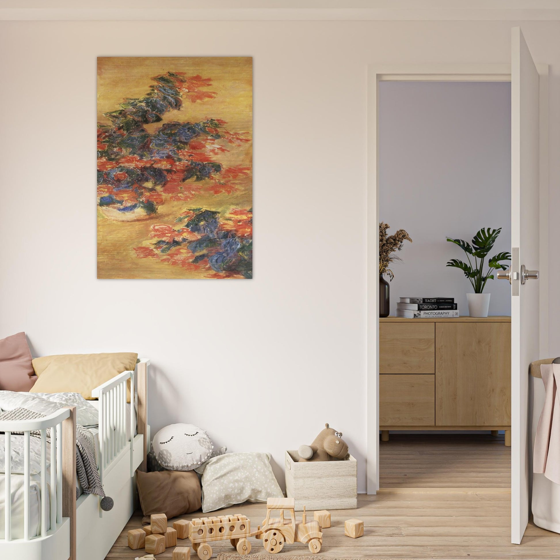 Red azaleas in a Pot - claude monet Brushed Aluminum Print - 70x100 cm / 28x40 inches | claude monet Aluminum Print | claude monet Prints