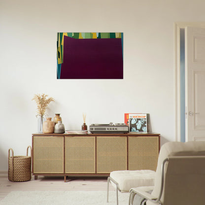 Interlocking Forms Big Magenta With Green - 1959 - Karl Benjamin Brushed Aluminum Print - 70x100 cm / 28x40 inches | Karl Benjamin Aluminum Print | Karl Benjamin Prints
