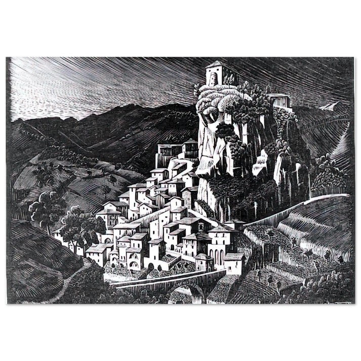 MC Escher - PALIZZI CALABRIA OCTOBER 1930 1930 Wall Art - 30x40 cm / 12x16 inches - Premium Wooden Framed Poster With Fine Art Paper - Wood frame