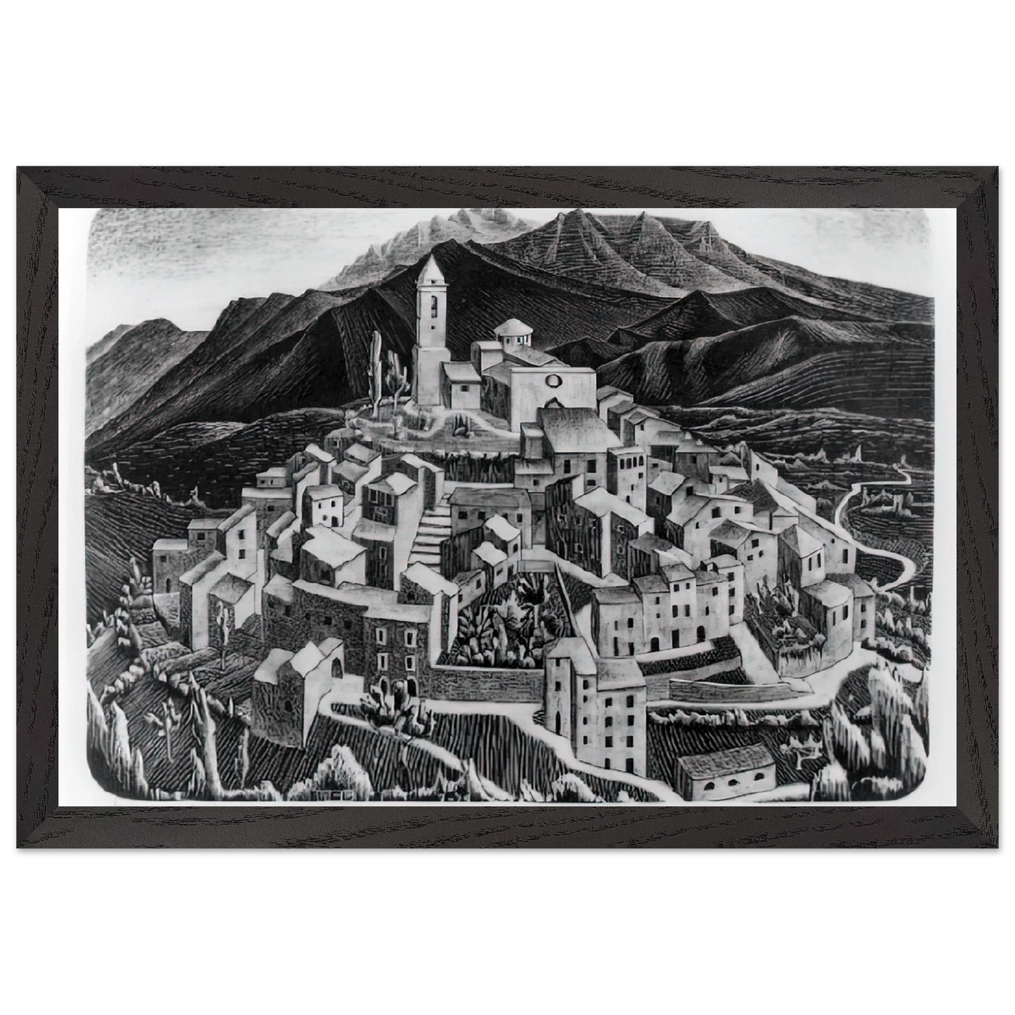 MC Escher - ESCHER (11) Wall Art - 30x40 cm / 12x16 inches - Premium Wooden Framed Poster With Fine Art Paper - Wood frame