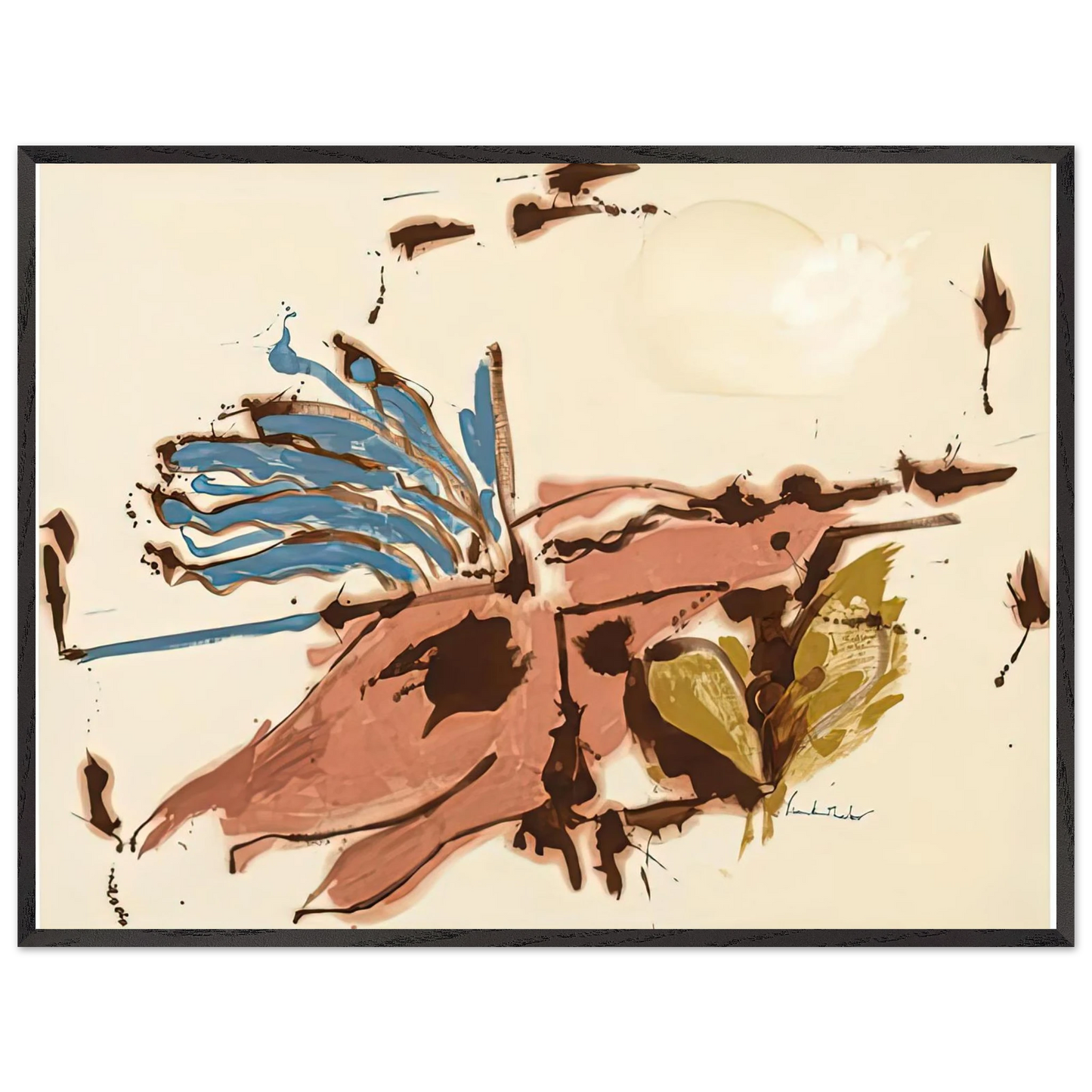 Helen Frankenthaler - Pink Bird Figure I, 1961- Wall Art - 30x40 cm / 12x16 inches - Premium Wooden Framed Poster With Fine Art Paper-canvas - Black frame