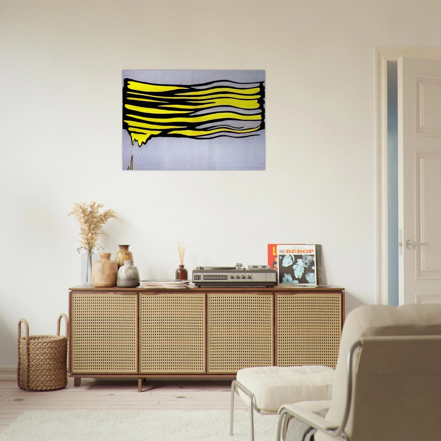 YELLOW BRUSHSTROKE II 1965 - Roy Lichtenstein Brushed Aluminum Print - 70x100 cm / 28x40 inches | Roy Lichtenstein Aluminum Print | Roy Lichtenstein Prints