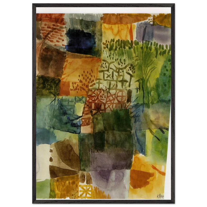 REMEMBRANCE OF A GARDEN 1914 - Paul Klee 70x100 cm / 28x40 inches Framed Art Print – Black Wooden Frame