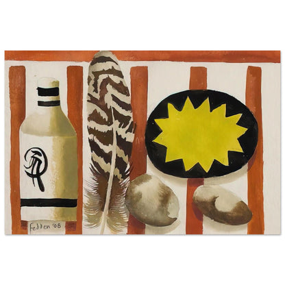 Feather and two stones - 2008 - Mary Fedden Art Prints - 100x150 cm / 40x60″ inches | Mary Fedden Poster | Mary Fedden Prints