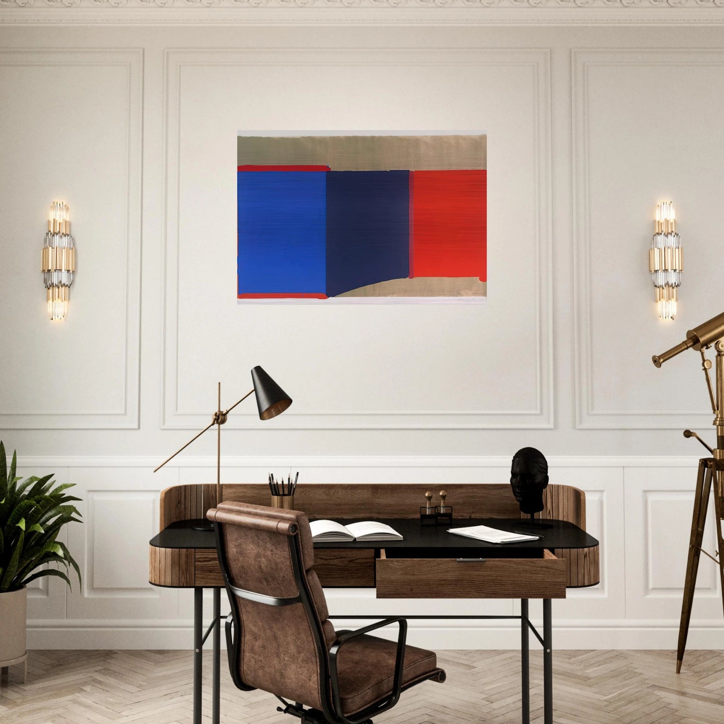 Blues, Reds - 1969 - John Hoyland Brushed Aluminum Print - 70x100 cm / 28x40 inches | John Hoyland Aluminum Print | John Hoyland Prints