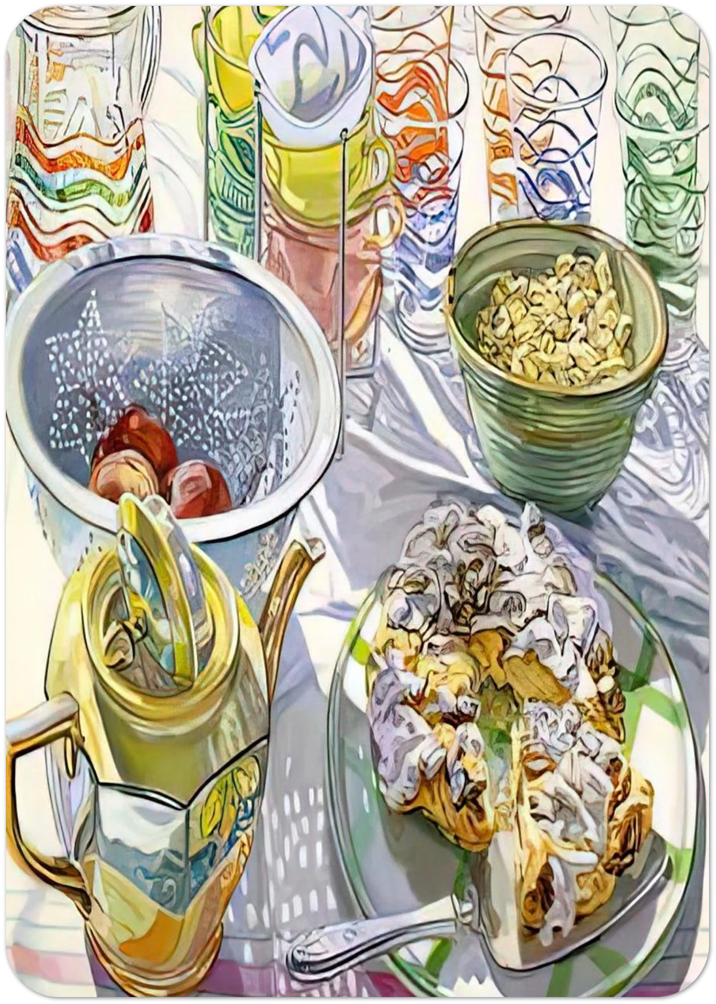 COFFEE CAKE 2003 By Janet Fish Pack of 10 Post Cards | Janet Fish Post Cards | A6 (10.5 x 14.8 cm) - 4.1 x 5.8 inches