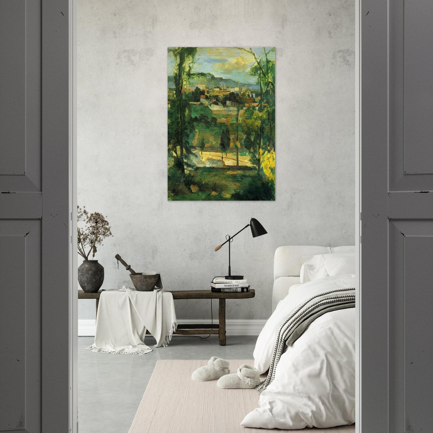 Village behind Trees - Paul Cézanne Brushed Aluminum Print - 70x100 cm / 28x40 inches | Paul Cézanne Aluminum Print | Paul Cézanne Prints
