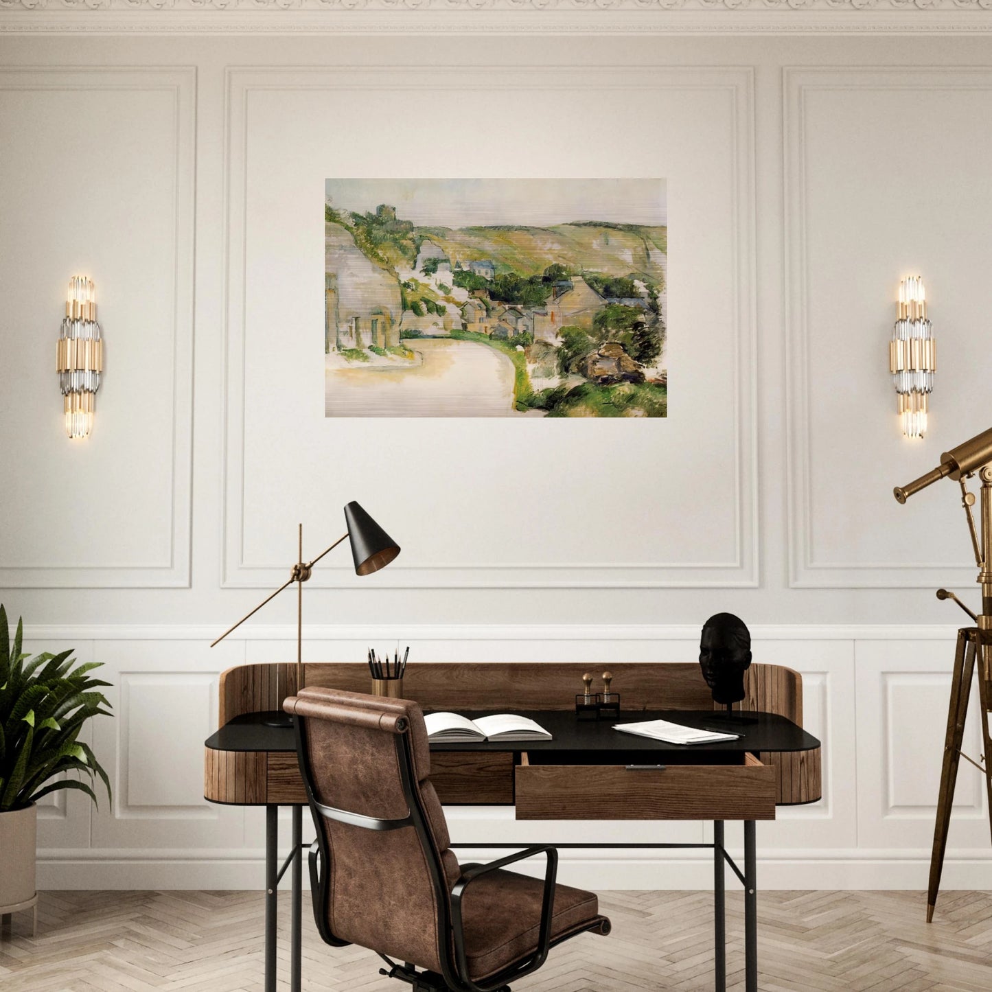 A Turn in the Road at La Roche-Guyon - Paul Cézanne Brushed Aluminum Print - 70x100 cm / 28x40 inches | Paul Cézanne Aluminum Print | Paul Cézanne Prints