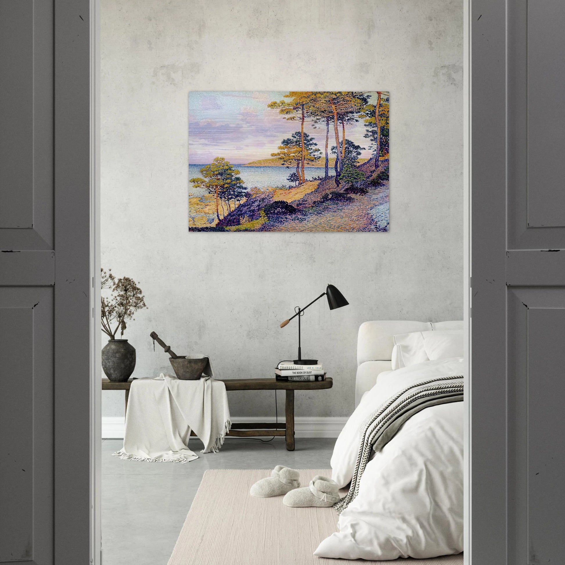 THE POINTE ST PIERRE AT ST TROPEZ 1896 - Theo van Rysselberghe Brushed Aluminum Print - 70x100 cm / 28x40 inches | Theo van Rysselberghe Aluminum Print | Theo van Rysselberghe Prints