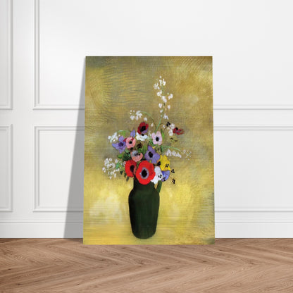 FLOWERS IN A GREEN PITCHER - Odilon Redon Brushed Aluminum Print - 70x100 cm / 28x40 inches | Odilon Redon Aluminum Print | Odilon Redon Prints