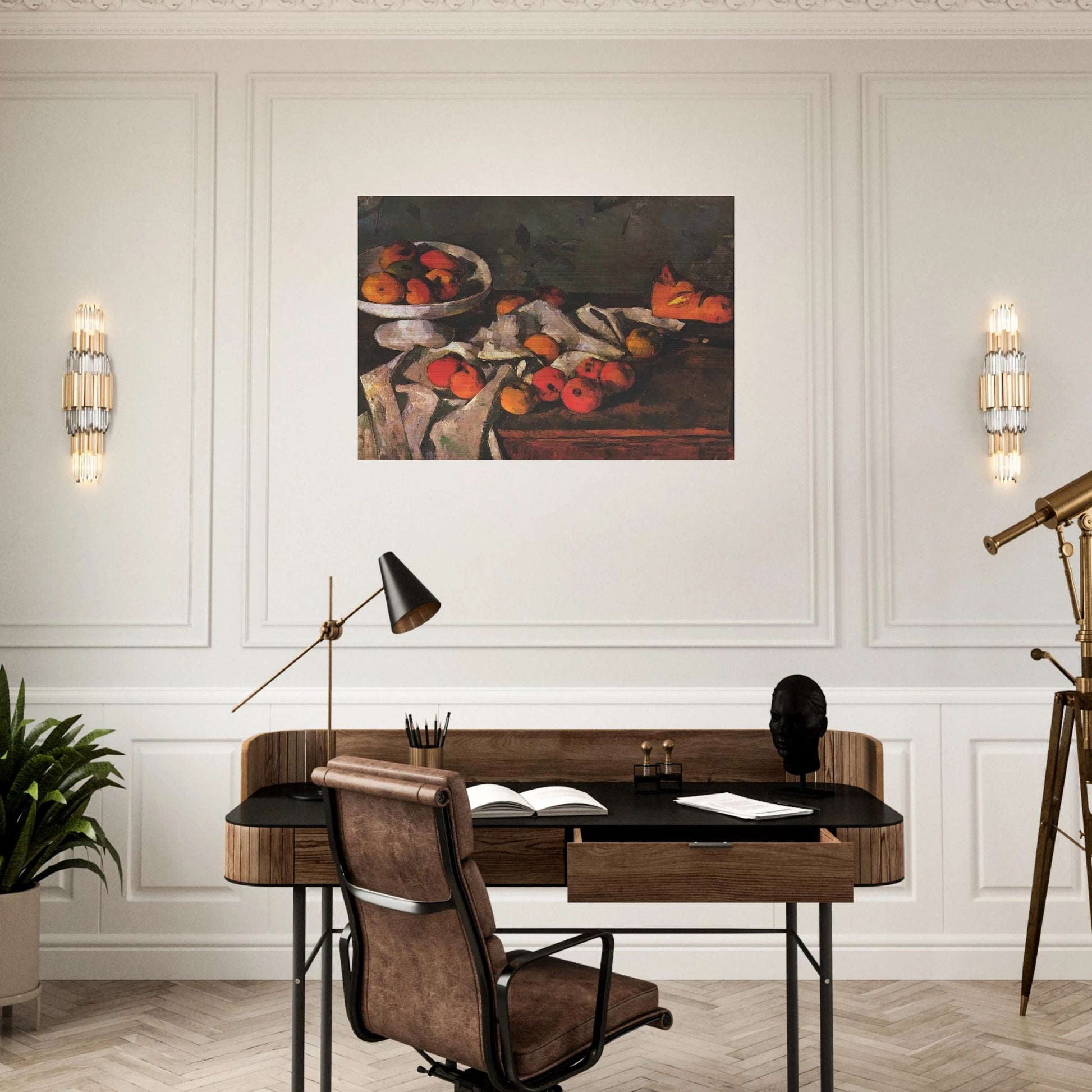 Still life with a fruit dish and apples - Paul Cézanne Brushed Aluminum Print - 70x100 cm / 28x40 inches | Paul Cézanne Aluminum Print | Paul Cézanne Prints