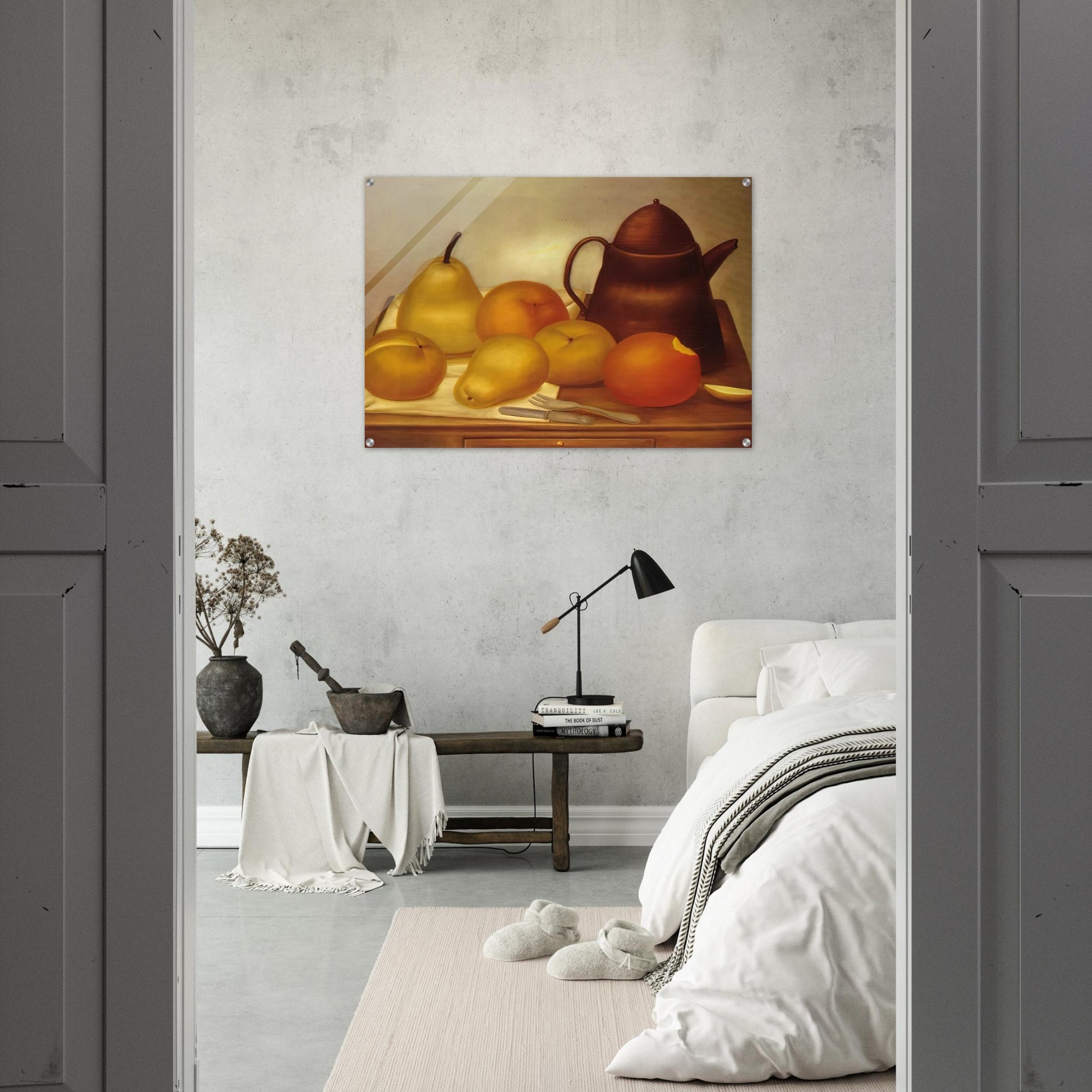 STILL LIFE WITH COFFEE POT - Fernando Botero Acrylic Print - 70x100 cm / 28x40″ inches | Fernando Botero Wall Art | Fernando Botero Prints