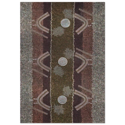 Ground and Body Designs Used in Ceremonies at Arranki on Mt Allan Station - 1982 - Clifford Possum Tjapaltjarri Brushed Aluminum Print - 70x100 cm / 28x40 inches | Clifford Possum Tjapaltjarri Aluminum Print | Clifford Possum Tjapaltjarri Prints