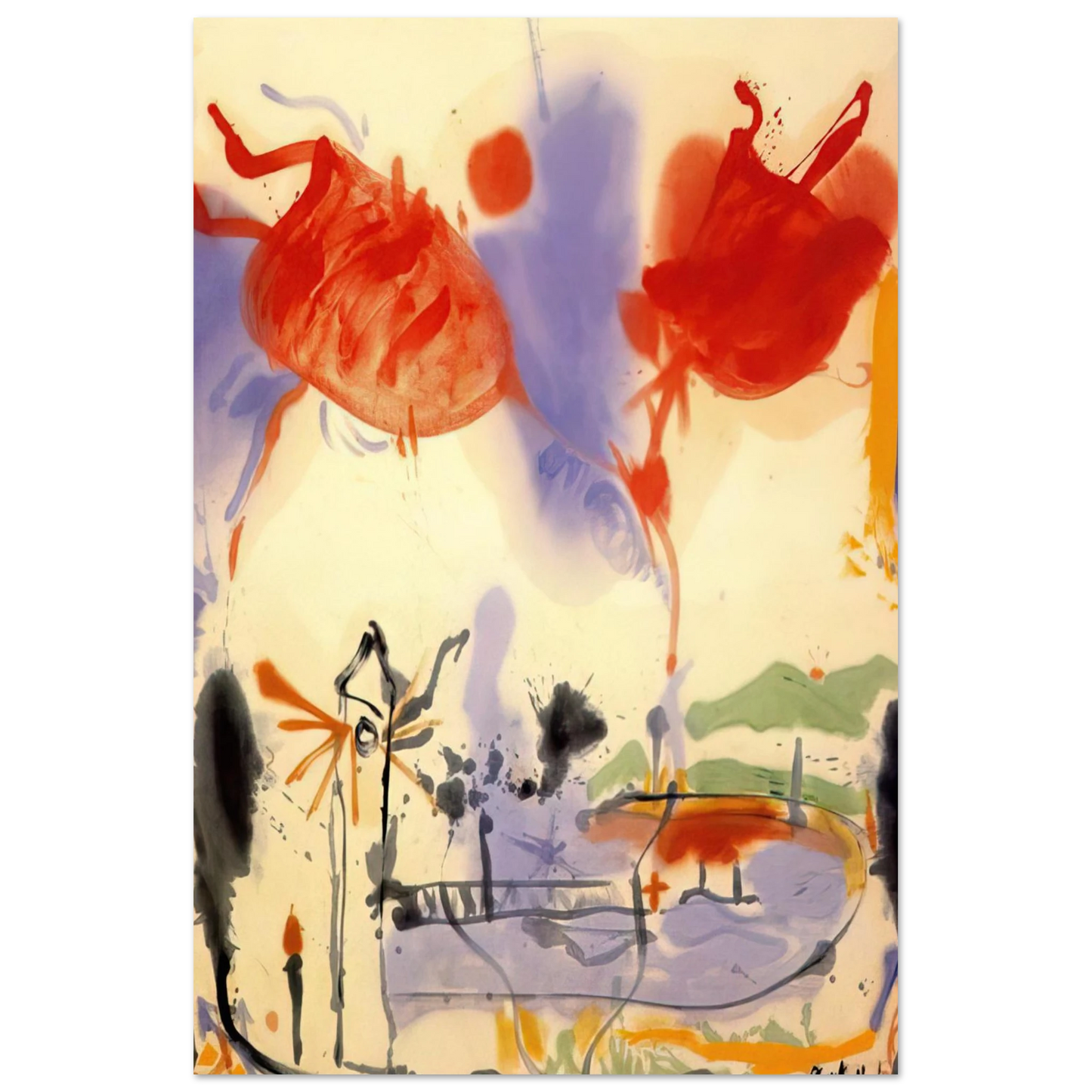 Helen Frankenthaler - Round Trip - 1957 Wall art - A3 (29.7 x 42  cm) - Premium Wooden Framed Poster With Fine Art Paper-canvas - Black frame