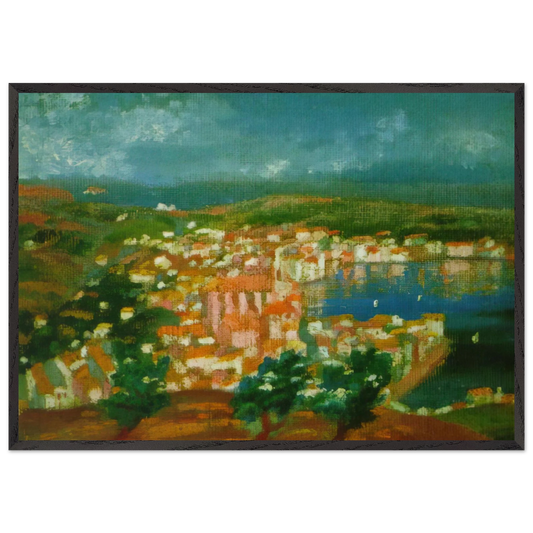 LANDSCAPE NEAR CADAQUES 1921 1 - Salvador Dali 70x100 cm / 28x40 inches Framed Art Print – Black Wooden Frame
