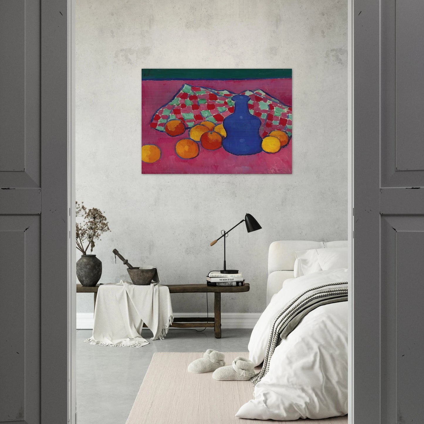 BLAUE VASE MIT ORANGEN 1908 - Alexej von Jawlensky Brushed Aluminum Print - 70x100 cm / 28x40 inches | Alexej von Jawlensky Aluminum Print | Alexej von Jawlensky Prints