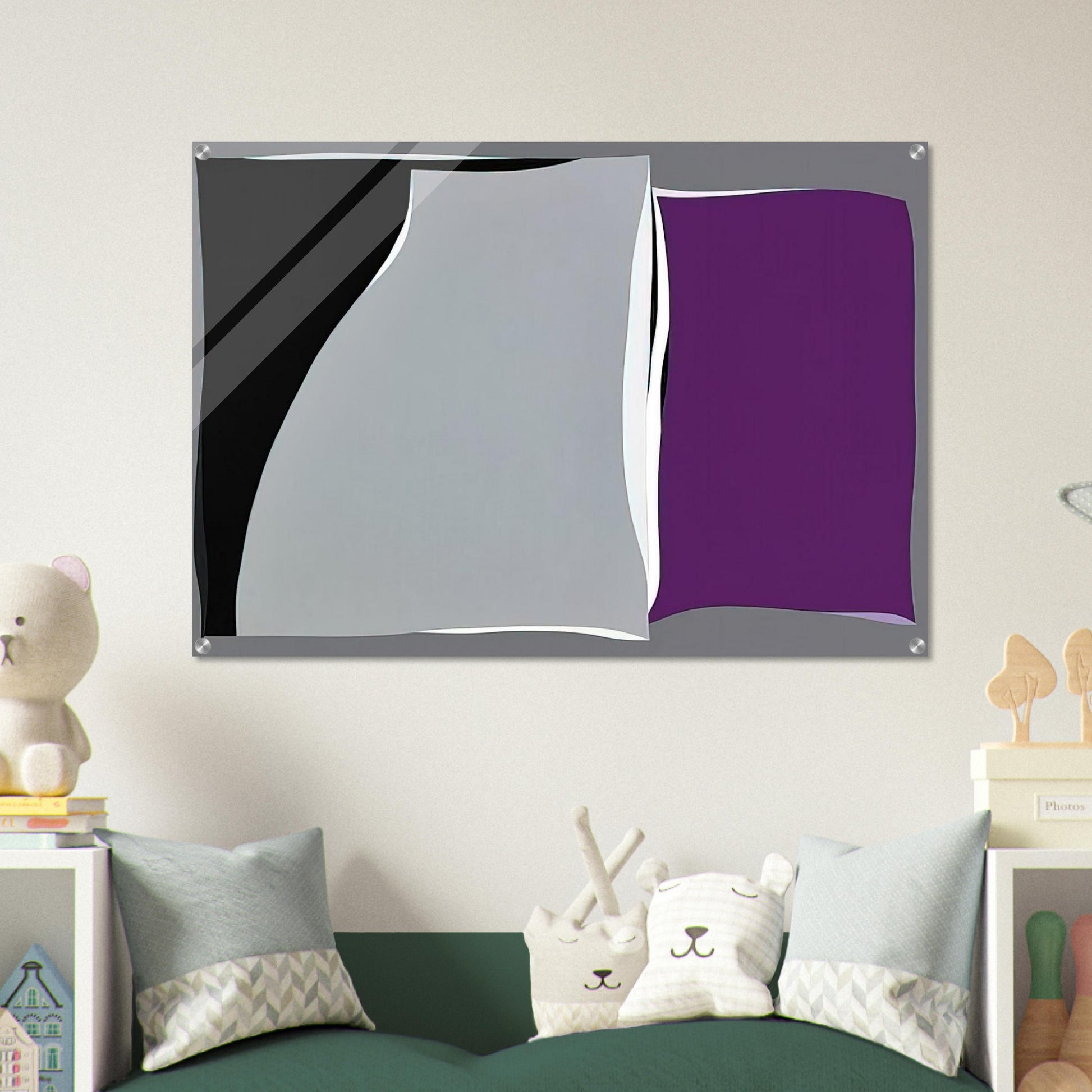Black  Gray Curves with Purple - 1960 - Karl Benjamin Acrylic Print - 70x100 cm / 28x40″ inches | Karl Benjamin Wall Art | Karl Benjamin Prints