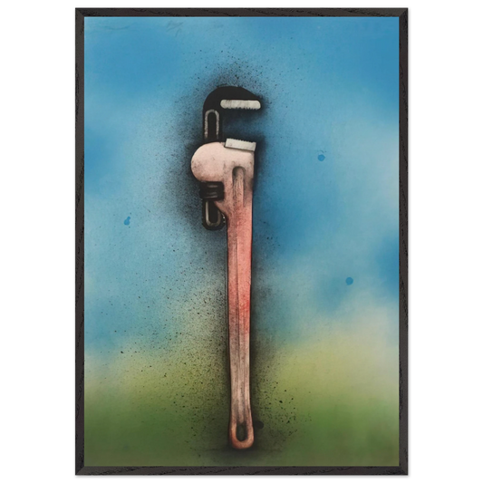 BIG RED WRENCH IN A LANDSCAPE 1973 - Jim Dine 70x100 cm / 28x40 inches Framed Art Print – Black Wooden Frame