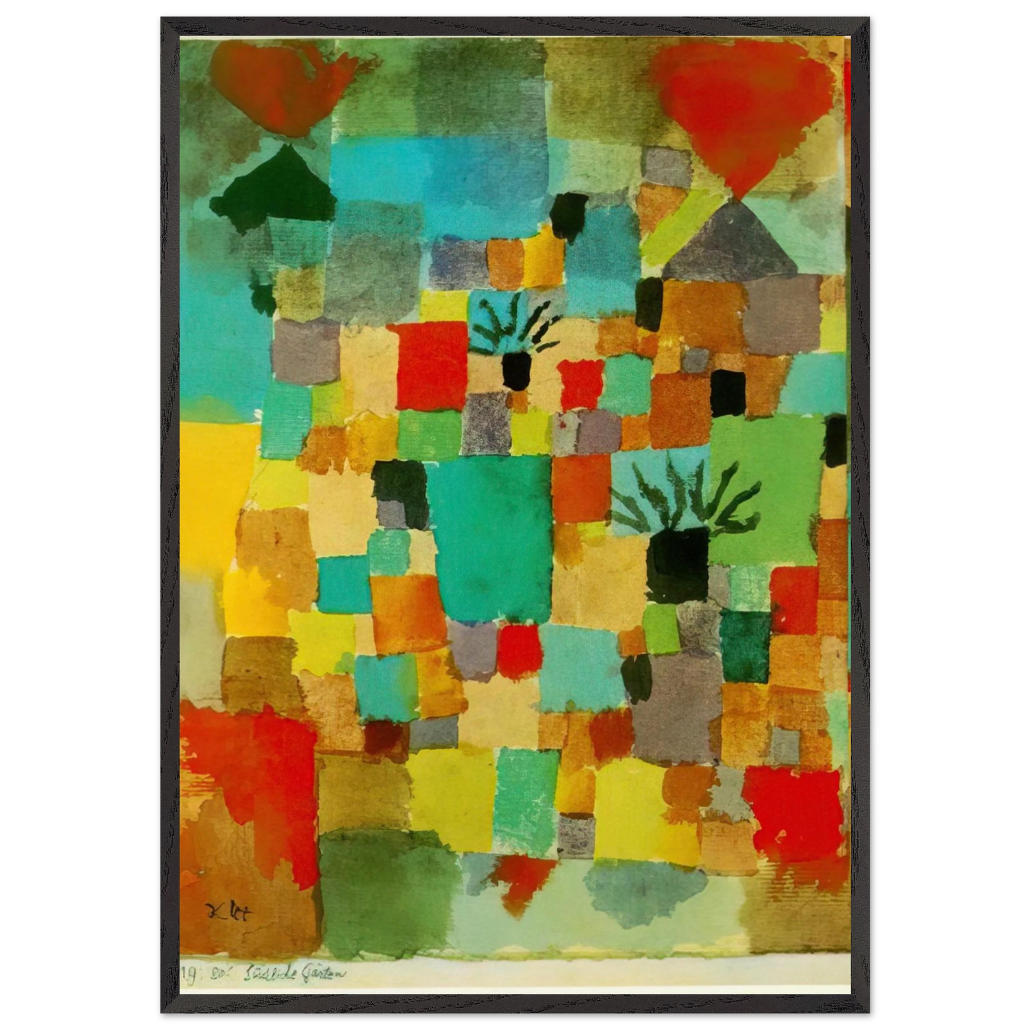 SOUTHERN TUNISIAN GARDENS 1919 - Paul Klee 70x100 cm / 28x40 inches Framed Art Print – Black Wooden Frame