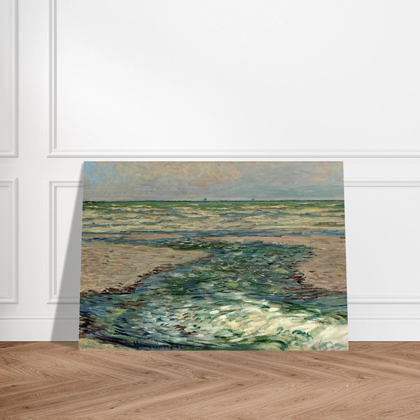 The Seacoast of Pourville, Low Tide - claude monet Brushed Aluminum Print - 70x100 cm / 28x40 inches | claude monet Aluminum Print | claude monet Prints