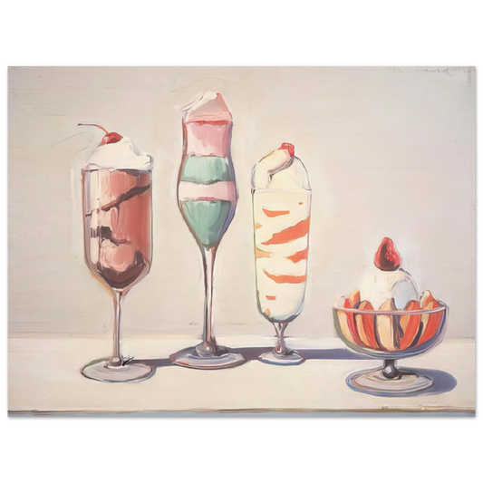 Wayne Thiebaud - Four Sundaes - Pop Art Wall Art - 21x29.7 cm / 8x12" - Fine Art Poster-canvas - -