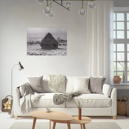 Grainstack in the Sunlight, Snow Effect - claude monet Brushed Aluminum Print - 70x100 cm / 28x40 inches | claude monet Aluminum Print | claude monet Prints