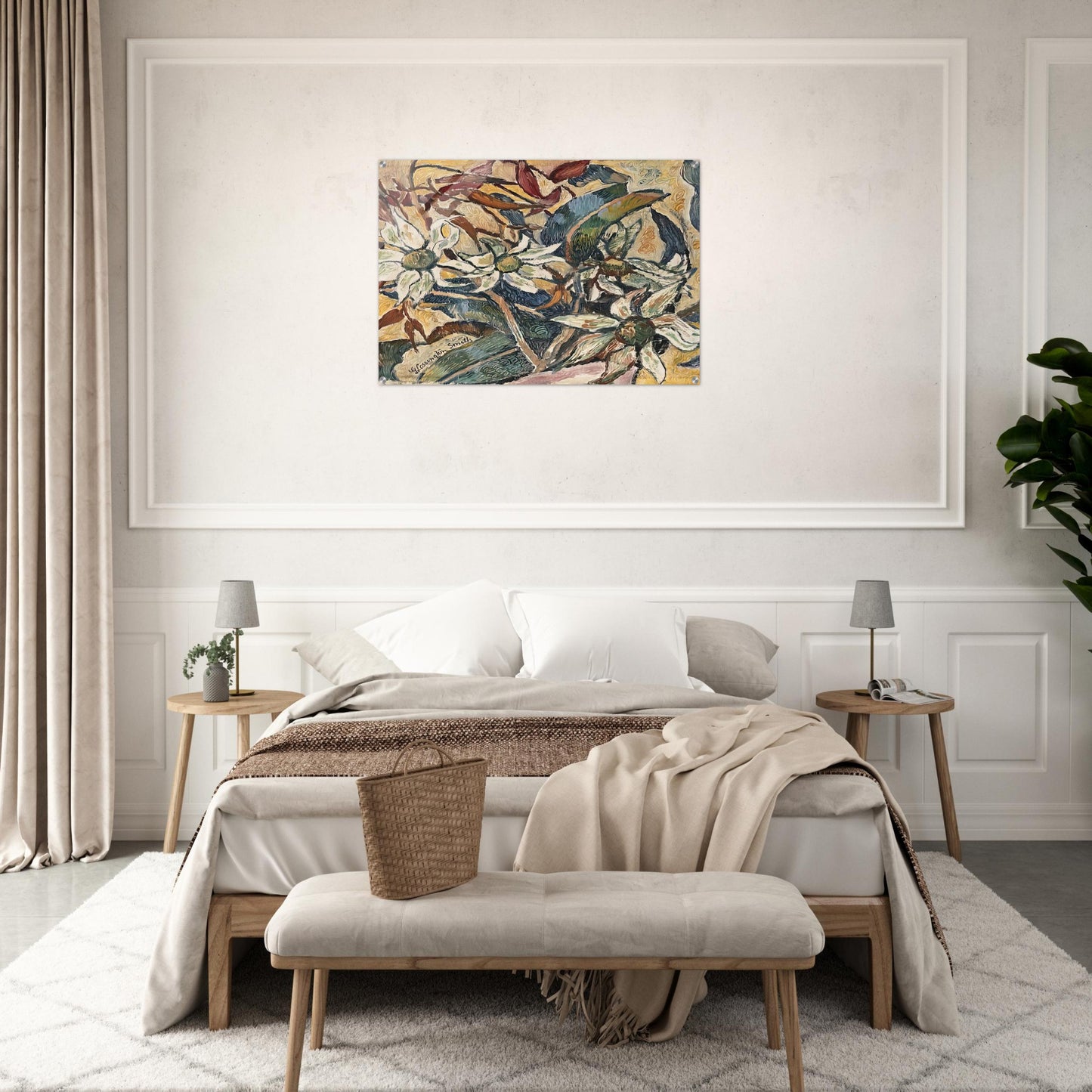 Flannel flowers and gum leaves - 1928 - Grace Cossington Smith Acrylic Print - 70x100 cm / 28x40″ inches | Grace Cossington Smith Wall Art | Grace Cossington Smith Prints