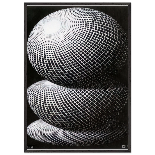 THREE SPHERES I SCHEME - MC Escher 70x100 cm / 28x40 inches Framed Art Print – Black Wooden Frame | Maurits Cornelis Escher Prints