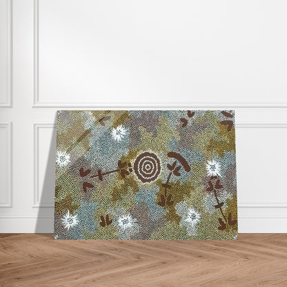 Rock Wallaby Dreaming - 1988 - Clifford Possum Tjapaltjarri Acrylic Print - 70x100 cm / 28x40″ inches | Clifford Possum Tjapaltjarri Wall Art | Clifford Possum Tjapaltjarri Prints