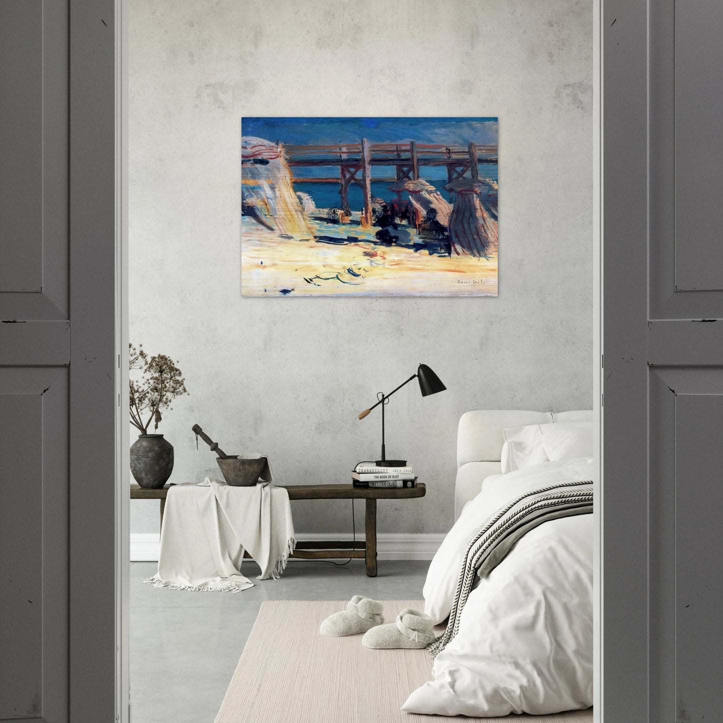 SANDY BEACH OF SAINTE ADRESSE - Raoul Dufy Brushed Aluminum Print - 70x100 cm / 28x40 inches | Raoul Dufy Aluminum Print | Raoul Dufy Prints