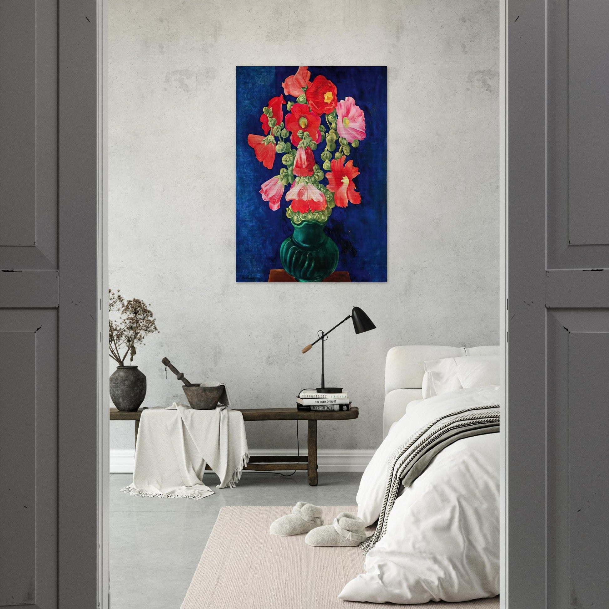 HOLLYHOCKS 1939 - Moise Kisling Brushed Aluminum Print - 70x100 cm / 28x40 inches | Moise Kisling Aluminum Print | Moise Kisling Prints