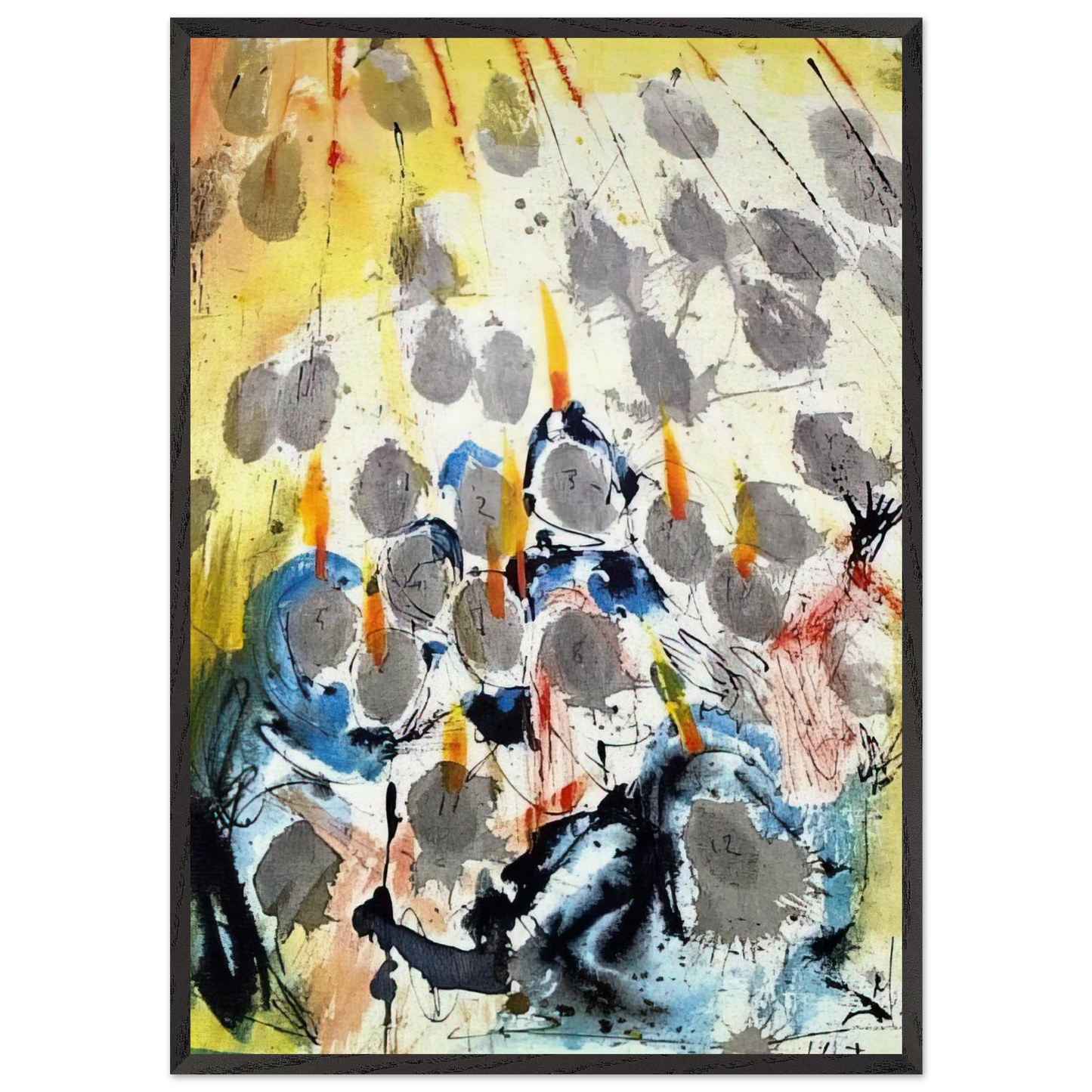 APPARUERUNT ILLIS DISPERTITAE LINGUAE ACTS 1 14 1967 - Salvador Dali 70x100 cm / 28x40 inches Framed Art Print – Black Wooden Frame
