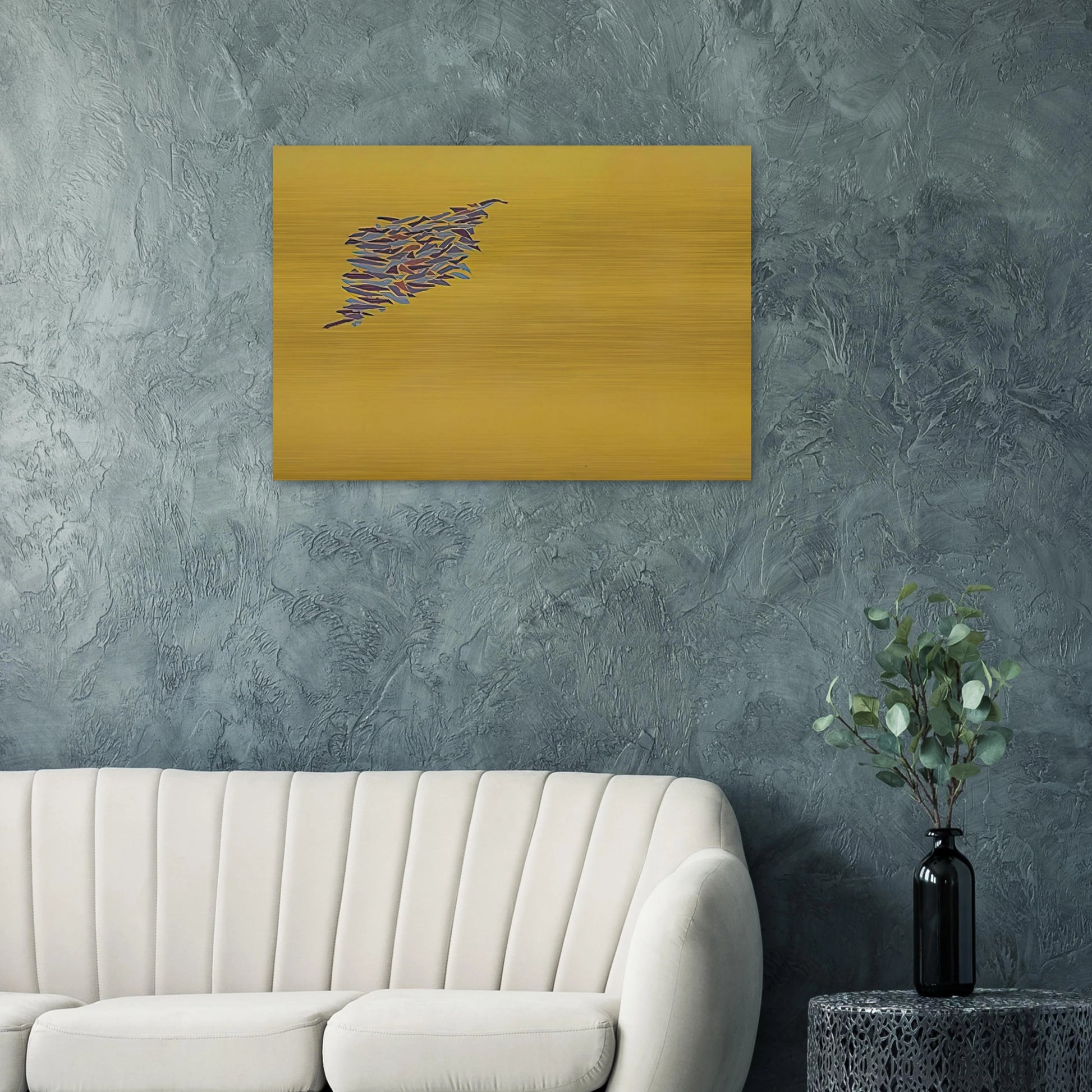 Colors on Yellow Gold - 1973 - Robert Goodnough Brushed Aluminum Print - 70x100 cm / 28x40 inches | Robert Goodnough Aluminum Print | Robert Goodnough Prints
