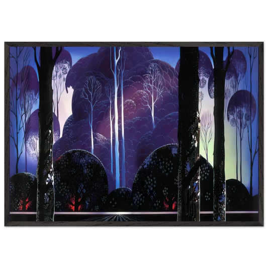 Purple Sunrise - Eyvind Earle 70x100 cm / 28x40 inches Framed Art Print – Black Wooden Frame
