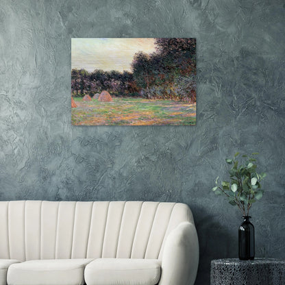 Meadow with Haystacks near Giverny - claude monet Brushed Aluminum Print - 70x100 cm / 28x40 inches | claude monet Aluminum Print | claude monet Prints