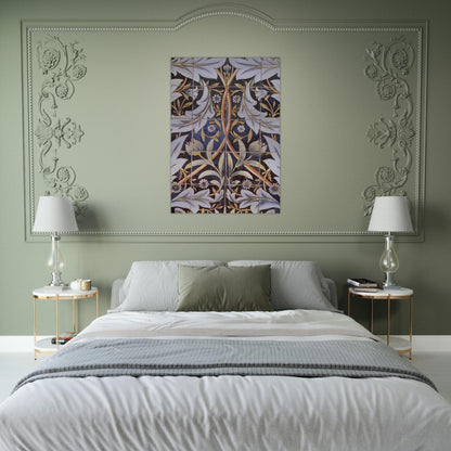 PANEL OF CERAMIC TILES DESIGNED BY MORRIS AND PRODUCED BY WILLIAM DE MORGAN 1876 - William Morris Brushed Aluminum Print - 70x100 cm / 28x40 inches | William Morris Aluminum Print | William Morris Prints