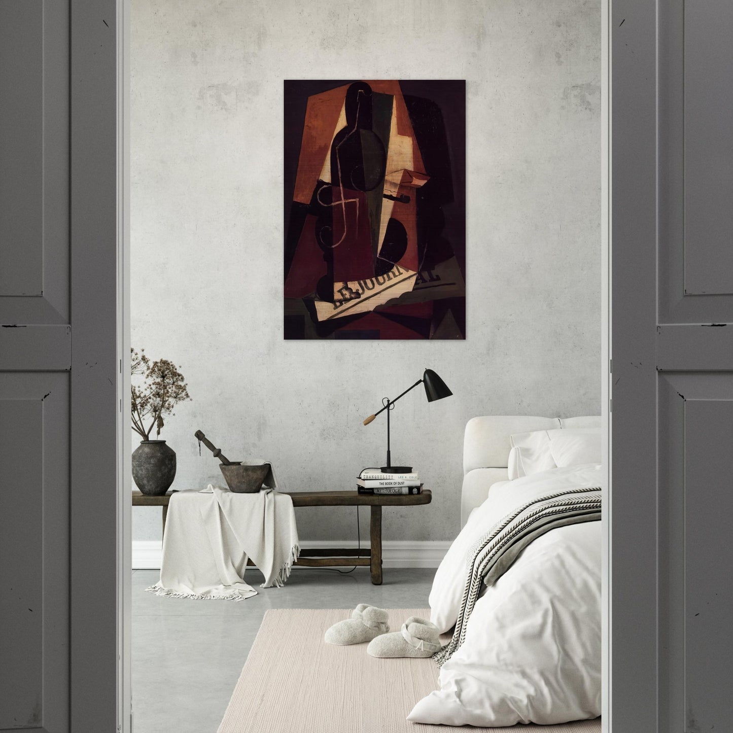BOTTLE AND GLASS - Juan Gris Brushed Aluminum Print - 70x100 cm / 28x40 inches | Juan Gris Aluminum Print | Juan Gris Prints