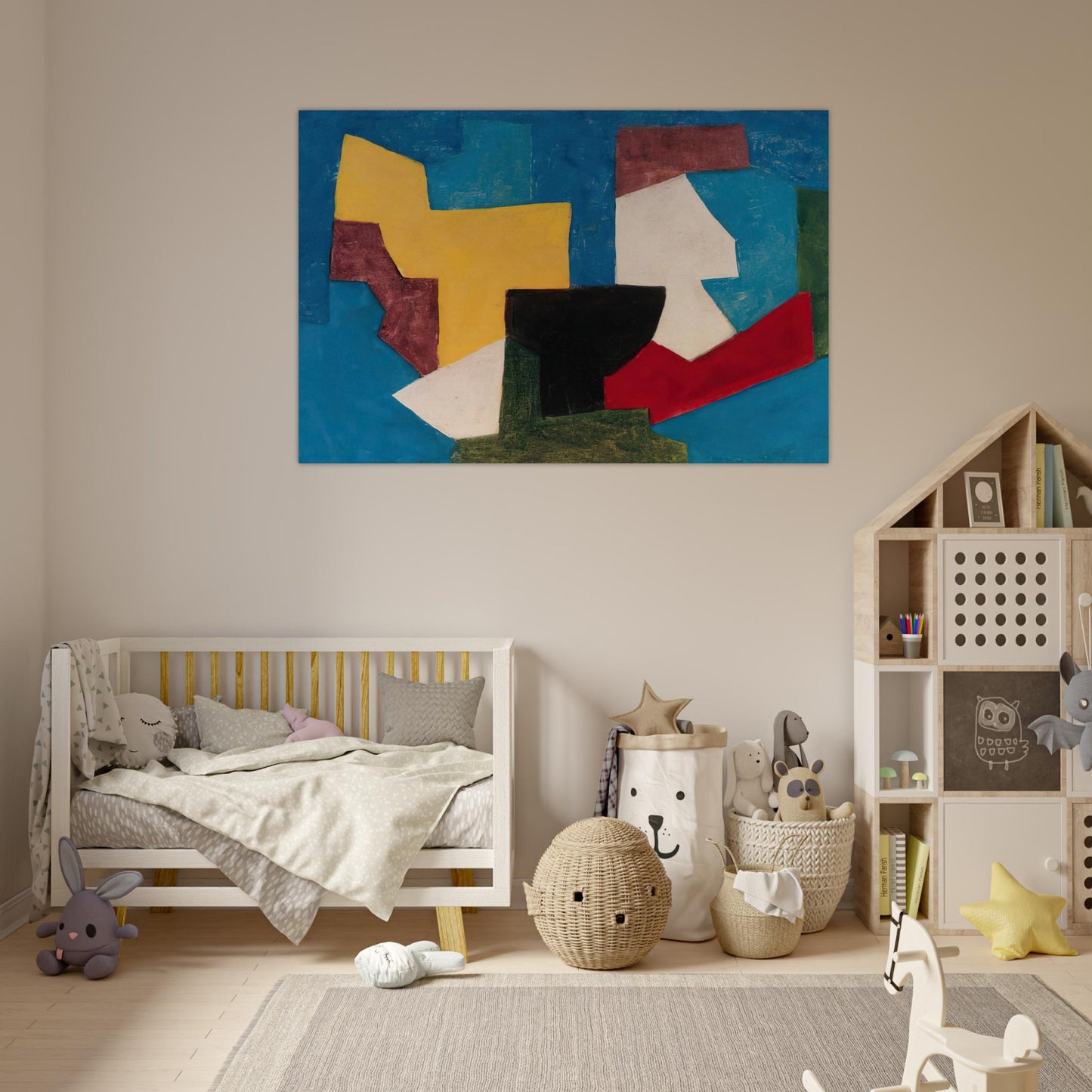 Composition multicolore à dominante bleue - 1969 - Serge Poliakoff Art Prints - 100x150 cm / 40x60″ inches | Serge Poliakoff Poster | Serge Poliakoff Prints