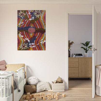 Womans Dreaming - 2000 - Clifford Possum Tjapaltjarri Brushed Aluminum Print - 70x100 cm / 28x40 inches | Clifford Possum Tjapaltjarri Aluminum Print | Clifford Possum Tjapaltjarri Prints