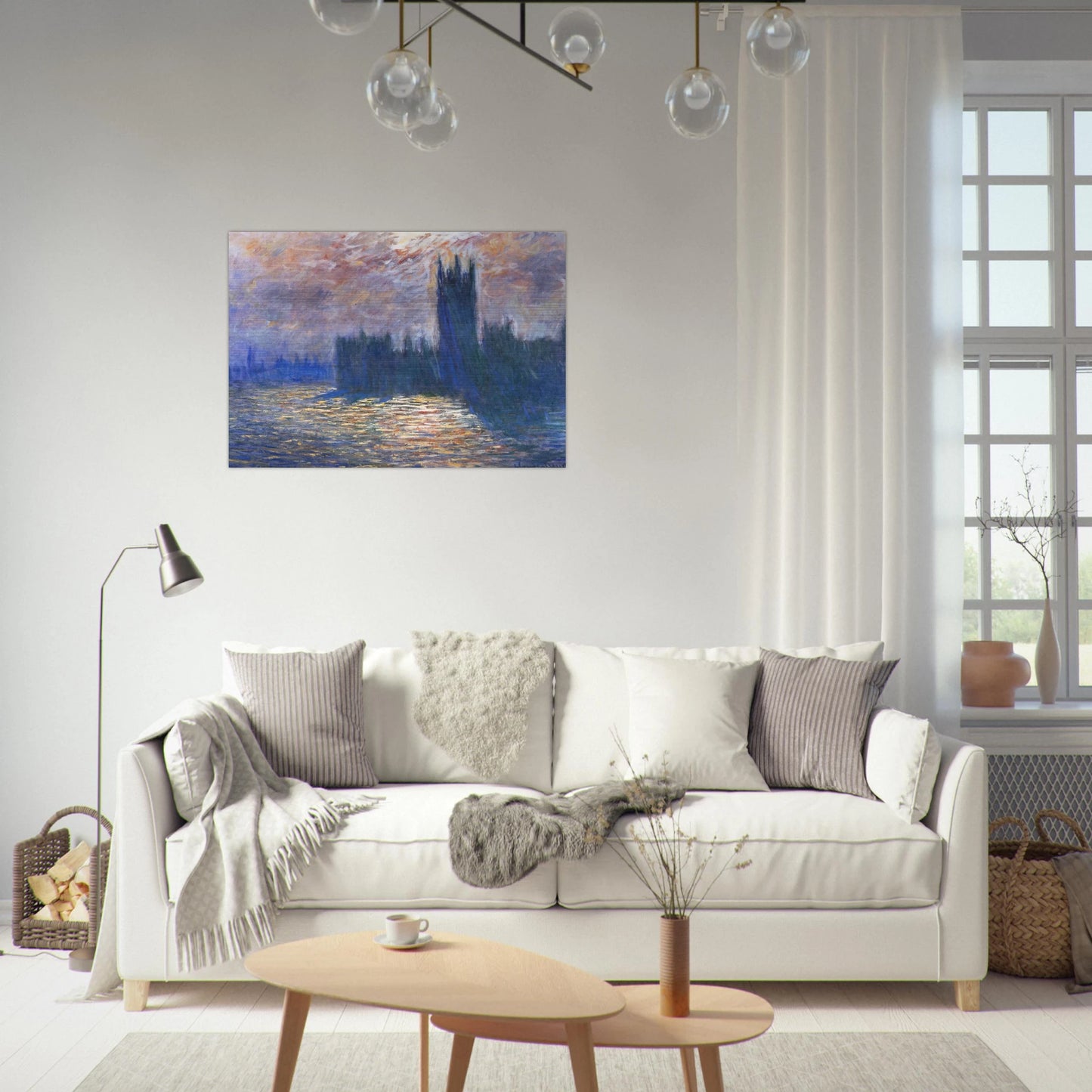 Parliament, Reflections on the Thames - claude monet Brushed Aluminum Print - 70x100 cm / 28x40 inches | claude monet Aluminum Print | claude monet Prints