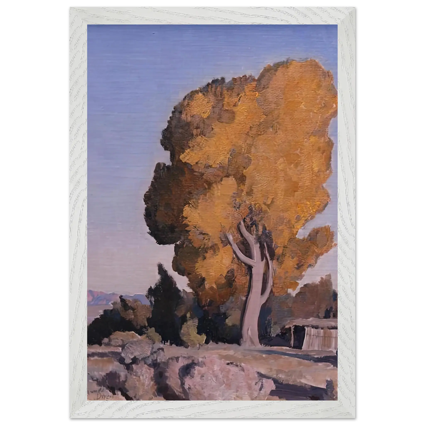 Maynard Dixon - LOW COUNTRY COTTONWOOD 1940 Wall art - 50x70 cm / 20x28 Inches - Premium Wooden Framed Poster With Fine Art Paper - White frame