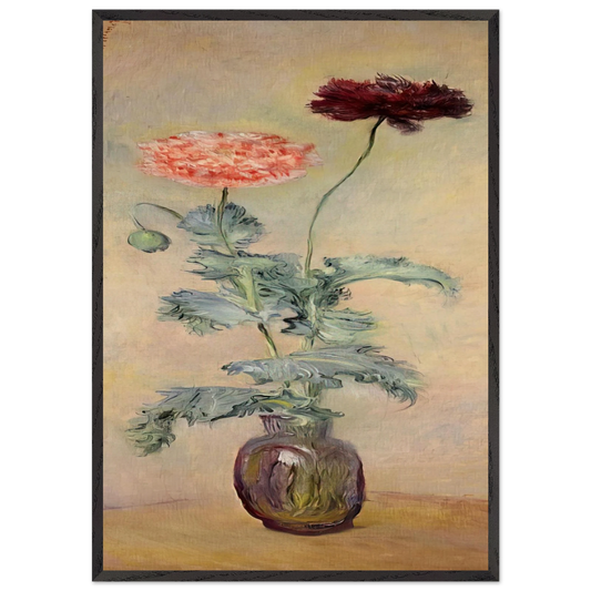 Red and Pink Poppies - claude monet 70x100 cm / 28x40 inches Framed Art Print – Black Wooden Frame