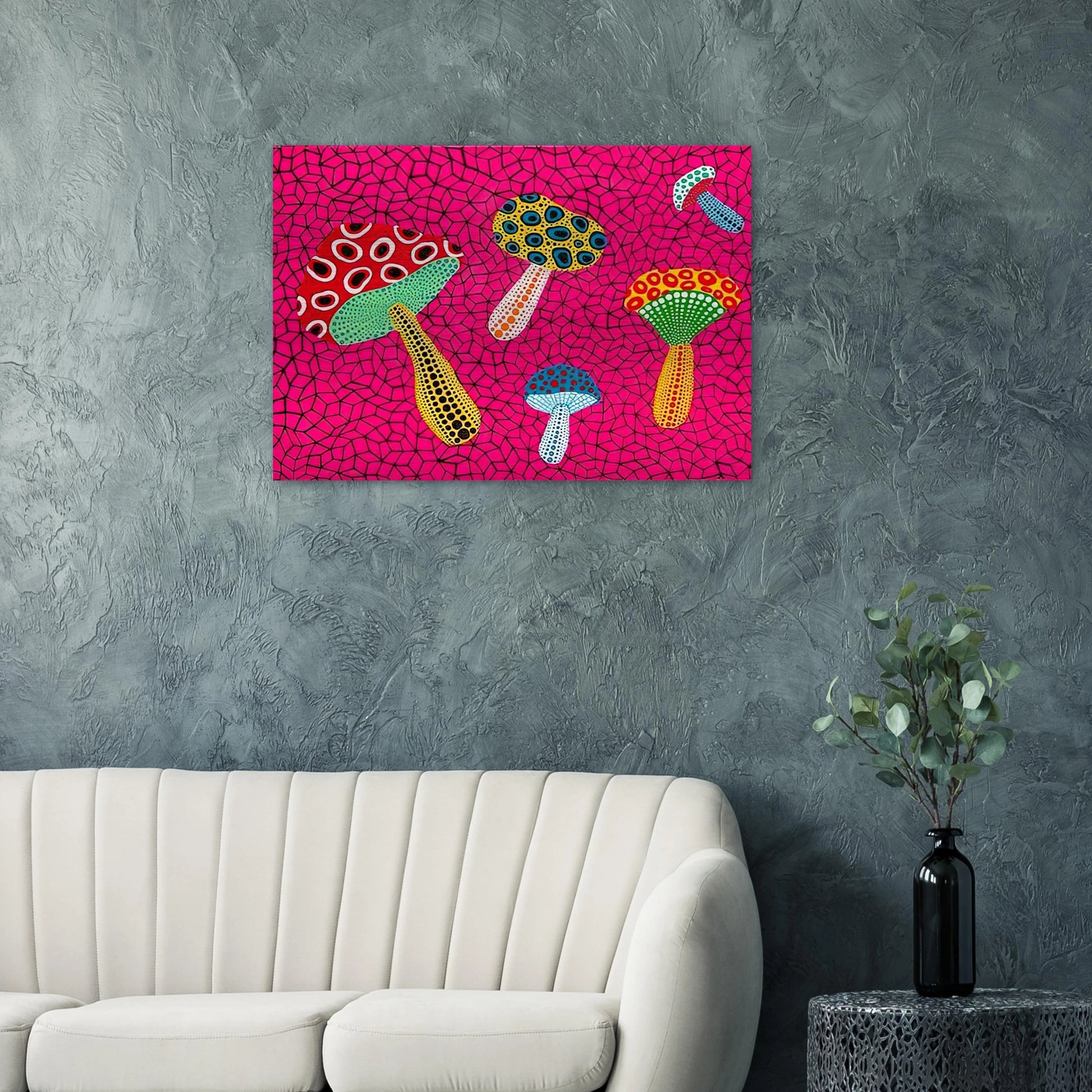 MUSHROOMS 1995 - Yayoi Kusama Brushed Aluminum Print - 70x100 cm / 28x40 inches | Yayoi Kusama Aluminum Print | Yayoi Kusama Prints
