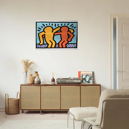 BEST BUDDIES 1990 - Keith Haring Brushed Aluminum Print - 70x100 cm / 28x40 inches | Keith Haring Aluminum Print | Keith Haring Prints