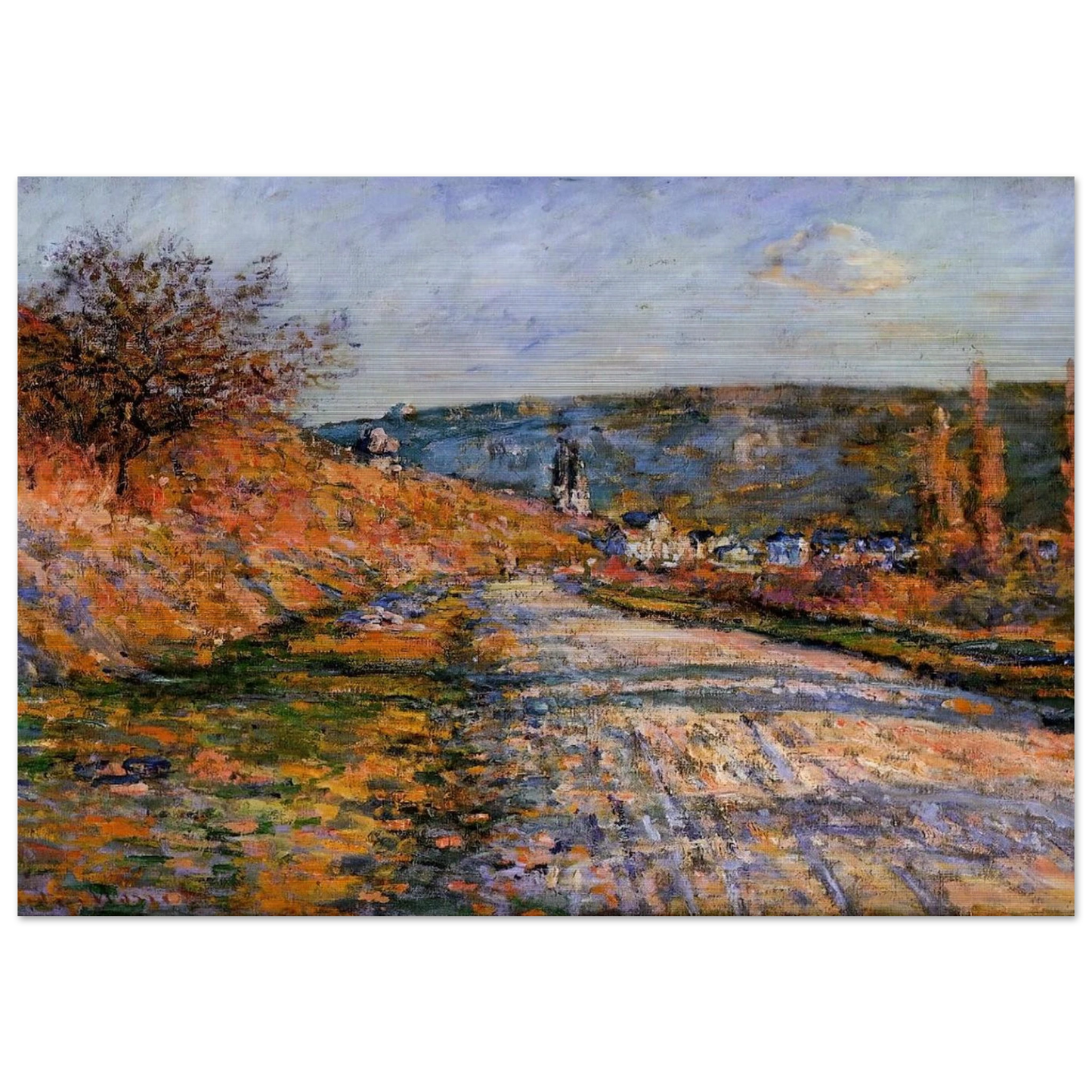 The Road to Vetheuil - claude monet Brushed Aluminum Print - 70x100 cm / 28x40 inches | claude monet Aluminum Print | claude monet Prints